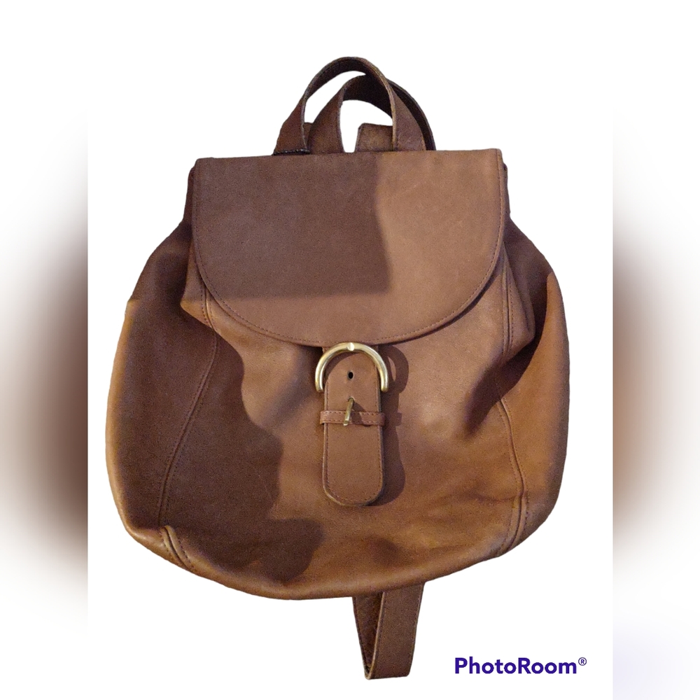 Vintage Coach Leather Bantam Brown Buckle Backpack